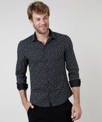 Camisa-Masculina-Slim-Fit-Estampado-de-Risquinhos-Manga-Longa-Preta-9657146-Preto_1