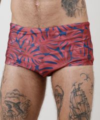 Sunga-Masculina-Tradicional-Estampada-de-Folhagem-Protecao-UV50---Azul-Marinho-9896865-Azul_Marinho_1
