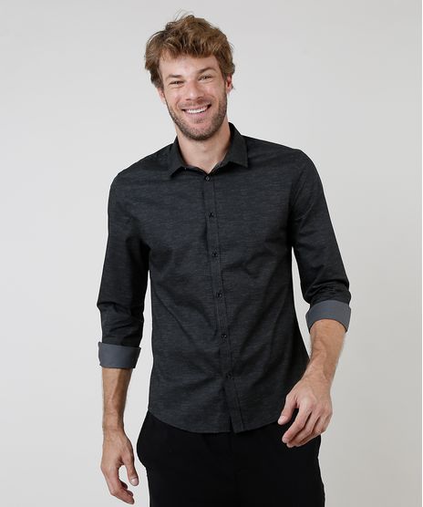 Camisa-Social-Masculina-Slim-Fit-Manga-Longa-Chumbo-9657372-Chumbo_1