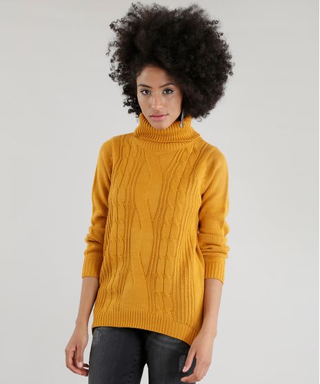 Sueter-em-Trico-com-Gola-Alta-Amarelo-Escuro-8490096-Amarelo_Escuro_1