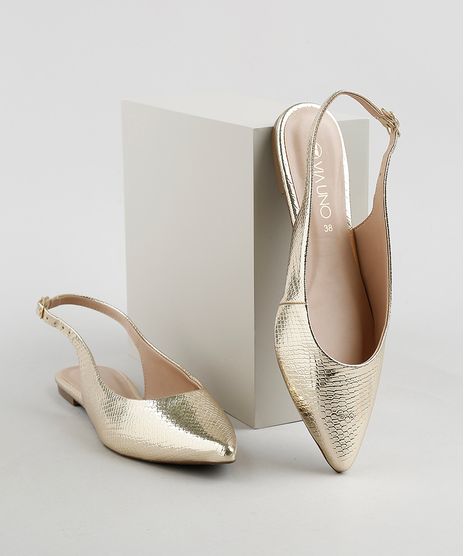 Sapatilha-Feminina-Via-Uno-Bico-Fino-Metalizada-com-Textura-de-Cobra-Dourado-9684978-Dourado_1