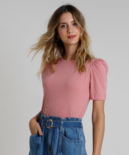 Blusa-Feminina-Basica-Texturizada-Manga-Bufante-Decote-Redondo-Rose-9856461-Rose_1