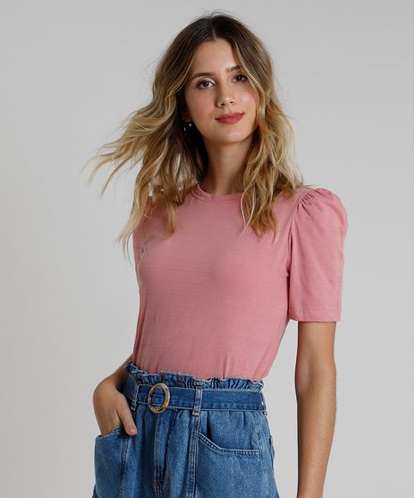 Blusa-Feminina-Basica-Texturizada-Manga-Bufante-Decote-Redondo-Rose-9856461-Rose_1