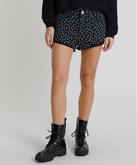 Short-de-Sarja-Feminino-Boy-Cintura-Media-Estampado-Floral-Barra-Dobrada-Preto-9863093-Preto_1