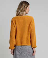 Sueter-Feminino-em-Trico-Chenille-Decote-V-Mostarda-9811695-Mostarda_2