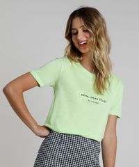 Blusa-Feminina--Calma-deixa-fluir--Manga-Curta-Decote-Redondo-Verde-9870673-Verde_1