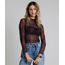 Blusa-Feminina-em-Tule-Estampada-Floral-Manga-Longa-Gola-Alta-Preto-9877234-Preto_1