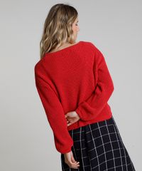 Sueter-Feminino-em-Trico-Chenille-Decote-V-Vermelha-9811695-Vermelho_2
