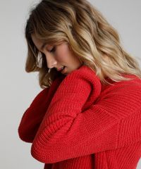 Sueter-Feminino-em-Trico-Chenille-Decote-V-Vermelha-9811695-Vermelho_4