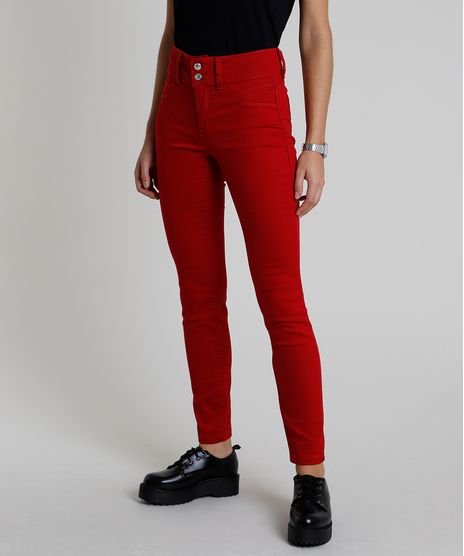 Calca-de-Sarja-Feminina-Super-Skinny-Pull-Up-Cintura-Media-Vermelho-Escuro-9864210-Vermelho_Escuro_1