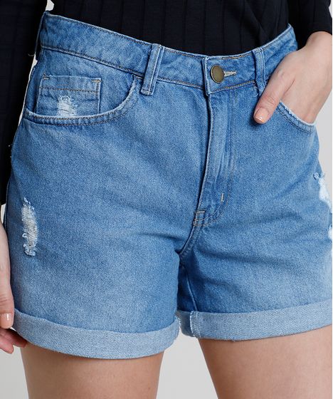 short jeans cintura alta folgado