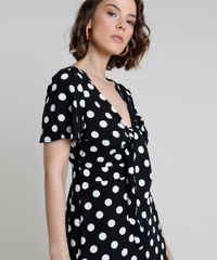 Vestido-Feminino-Midi-Estampado-de-Poa-com-No-Manga-Curta-Preto-9900106-Preto_4