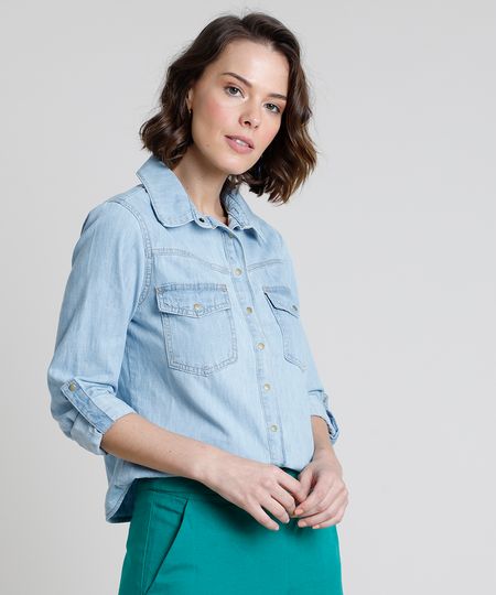 cropped jeans manga longa