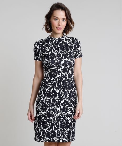 Vestido-Feminino-Curto-Estampado-Floral-Manga-Curta-Gola-Alta-Off-White-9937995-Off_White_1