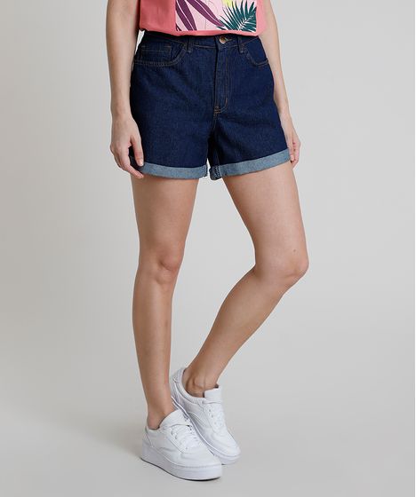 short jeans cintura alta c&a