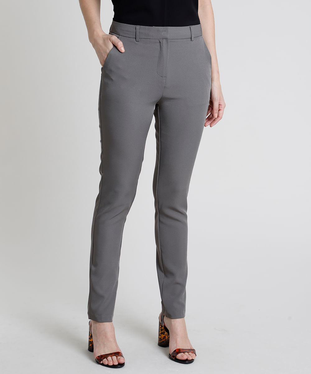 calça jeans cinza feminina cintura alta
