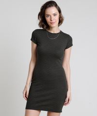 Vestido-Feminino-Basico-Curto-Listrado-Manga-Curta-Verde-Militar-9642055-Verde_Militar_1