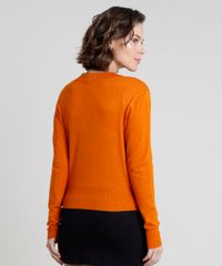 Cardigan-Feminino-Basico-em-Trico-com-Botoes--Laranja-9804665-Laranja_2