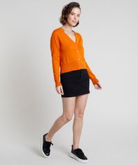 Cardigan-Feminino-Basico-em-Trico-com-Botoes--Laranja-9804665-Laranja_3