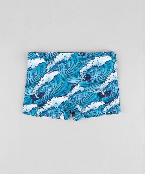Sunga-Infantil-Boxer-Estampada-de-Ondas-com-Protecao-UV50--Azul-Escuro-9744463-Azul_Escuro_1