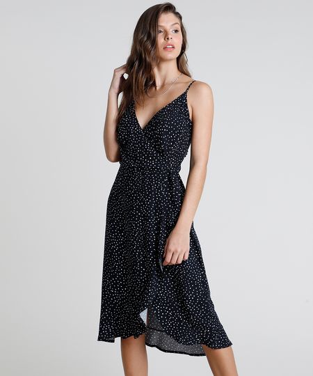 vestido transpassado estampado