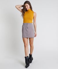 Saia-Feminina-Curta-Estampada-Xadrez-com-Ziper-de-Argola-Vermelha-9903363-Vermelho_3