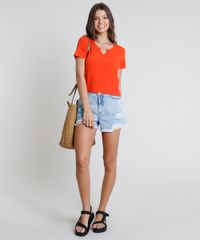 Blusa-Feminina-Canelada-Manga-Curta-Decote-V-Laranja-1-9779702-Laranja_1_3