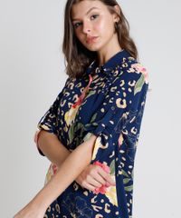 Vestido-Chemise-Midi-Estampado-Animal-Print-Onca-com-Flores-Manga-Curta-Azul-Marinho-9819270-Azul_Marinho_4