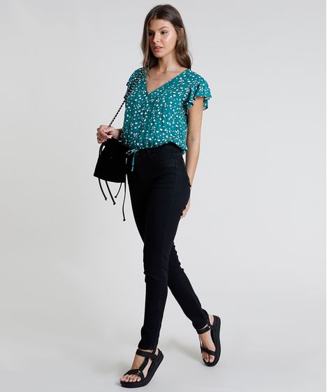 calça sawary preta cintura alta