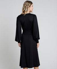 Vestido-Feminino-Mindset-Midi-com-Botoes-Manga-Bufante-Decote-Profundo-Preto-9942377-Preto_2