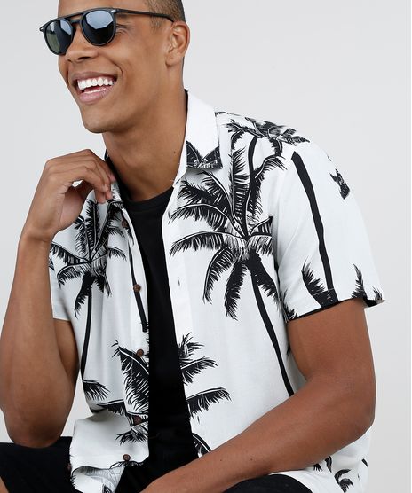 Camisa-Masculina-Tradicional-com-Linho-Estampada-de-Coqueiros-Manga-Curta-Off-White-9893143-Off_White_1