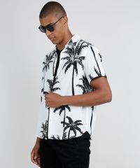 Camisa-Masculina-Tradicional-com-Linho-Estampada-de-Coqueiros-Manga-Curta-Off-White-9893143-Off_White_4
