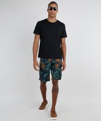 Bermuda-Masculina-Tradicional-Estampada-Floral-com-Bolso-Verde-Escuro-9867158-Verde_Escuro_3