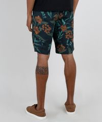 Bermuda-Masculina-Tradicional-Estampada-Floral-com-Bolso-Verde-Escuro-9867158-Verde_Escuro_5