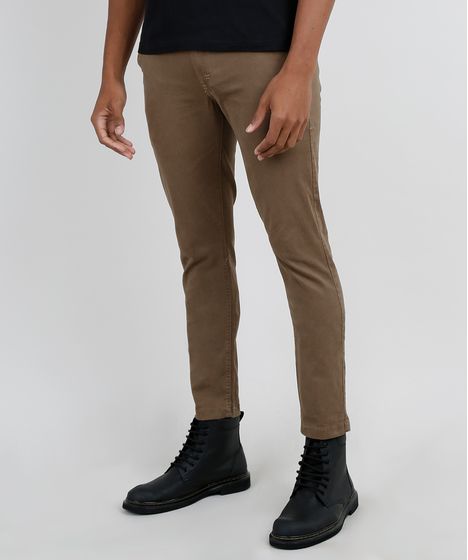 calça masculina marrom sarja