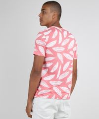 Camiseta-Masculina-Estampada-de-Penas-Manga-Curta-Gola-Careca-Coral-9738301-Coral_2