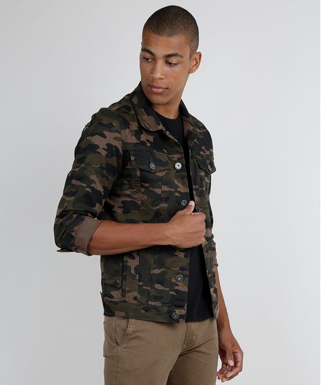 Jaqueta-de-Sarja-Estampada-Camuflada-Masculina-com-Bolsos-Marrom-9876052-Marrom_1