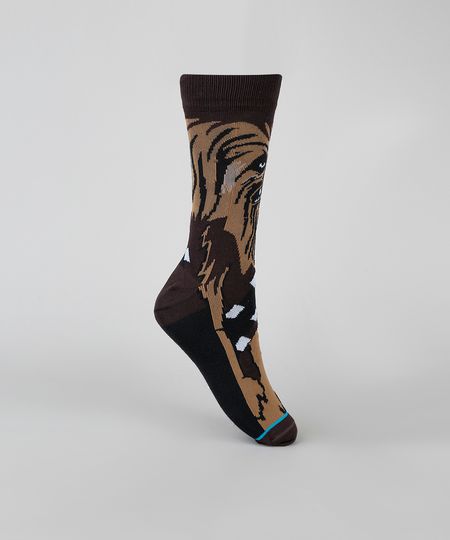 Meia-Masculina-Cano-Alto-Chewbacca-Star-Wars-Marrom-9936923-Marrom_1