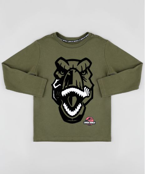 Camiseta-Infantil-Jurassic-World-Manga-Longa-Verde-Militar-9879369-Verde_Militar_1