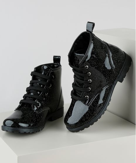 Bota-Coturno-Infantil-Palomino-em-Verniz-com-Glitter-Preta-9911315-Preto_1