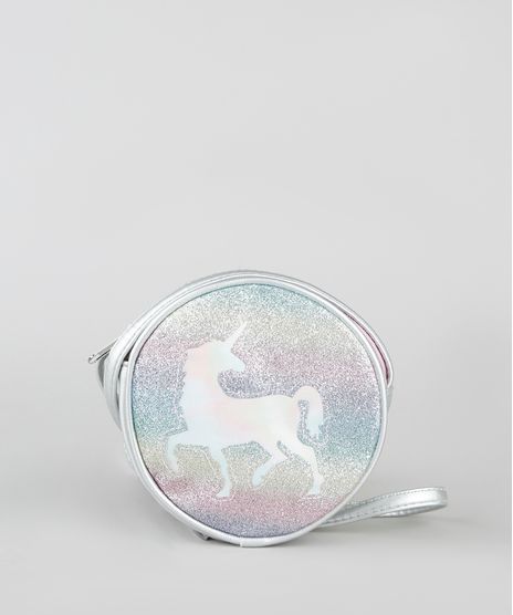 Bolsa-Infantil-Redonda-Metalizada-com-Unicornio-Holografico-e-Glitter-Prateado-9722722-Prateado_1