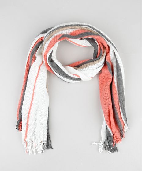 Cachecol-Feminino-Listrado-com-Franjas-Coral-9834499-Coral_1