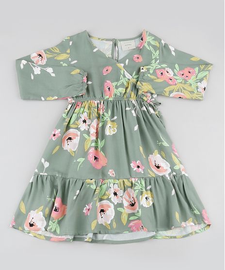 Vestido-Infantil-Estampado-Floral-Transpassado-com-Recortes-Manga-Longa-Verde-9906180-Verde_1