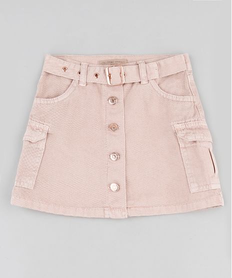 Saia-de-Sarja-Infantil-Cargo-com-Botoes-e-Cinto-Rose-9892618-Rose_1