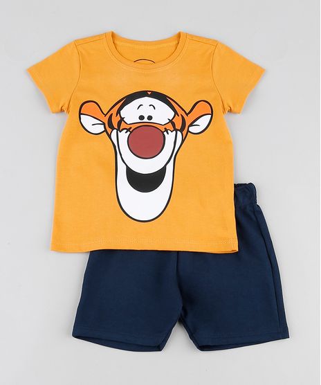 Conjunto-Infantil-Tigrao-de-Camiseta-Manga-Curta-Laranja---Bermuda-em-Moletom-Azul-Escuro-9876580-Azul_Escuro_1