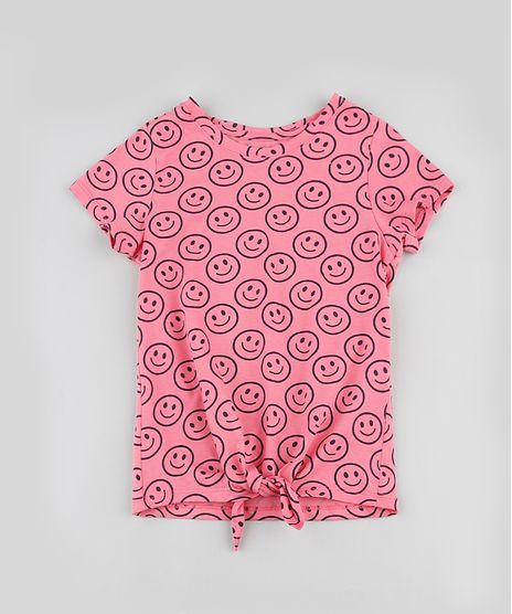 Blusa-Infantil-Estampada-de-Icones-com-No-Manga-Curta-Rosa-9888020-Rosa_1