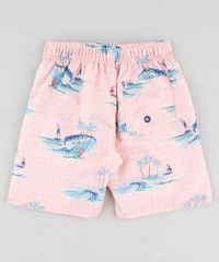 Bermuda-Surf-Infantil-Estampada-Quadriculada-com-Praia-Coral-9757032-Coral_2