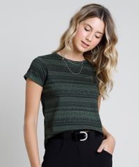 Blusa-Feminina-Estampada-Etnica-Manga-Curta-Decote-Redondo-Verde-Escuro-9863254-Verde_Escuro_1