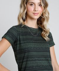Blusa-Feminina-Estampada-Etnica-Manga-Curta-Decote-Redondo-Verde-Escuro-9863254-Verde_Escuro_4