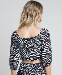 Blusa-Feminina-Cropped-Estampada-Animal-Print-Zebra-Manga-Bufante-Decote-Reto-Preta-9906954-Preto_2